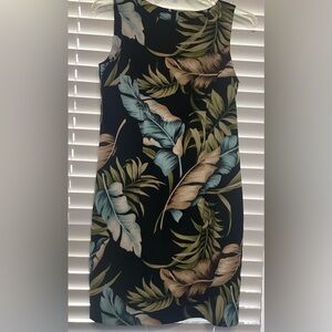 I.N. Studio Leaf Print Dress in Blue and Green